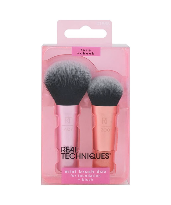 Real Techniques Mini Brush Duo (Set Pennelli da Viaggio Fondotinta e Blush)
